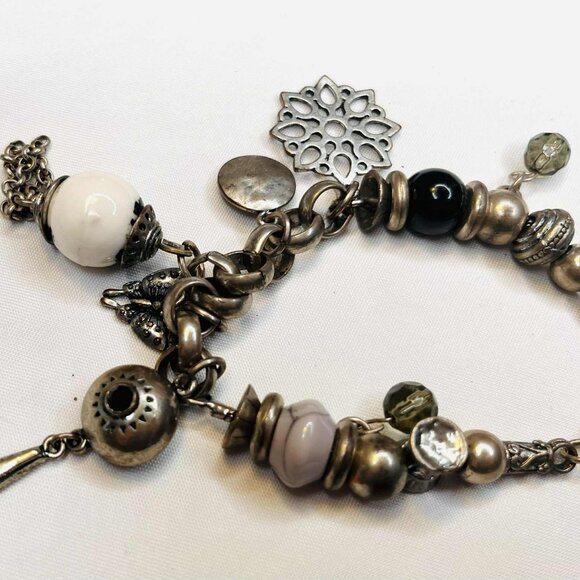 Vintage Charm Bracelet Metal & Ceramic 19–21 cm Boho Ethnic Style - Picture 4 of 7